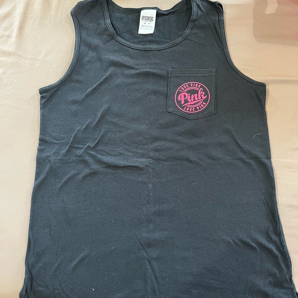 PINK Black Tank Top